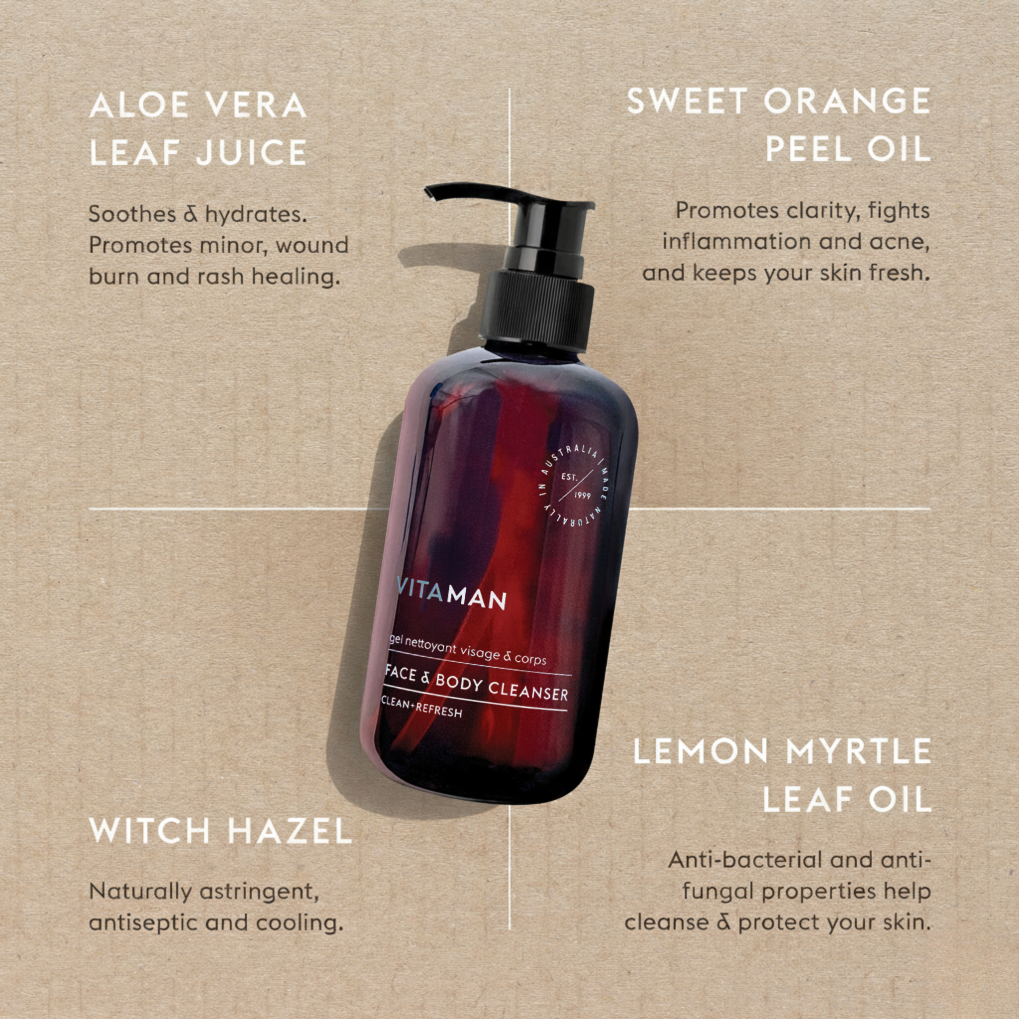 Vitaman Face and Body Cleanser - 250ml - Image 2