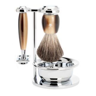 Muhle RYTMO 4 Pc. Shaving Set Pure Badger / Closed Comb / High-Grade Resin, Black
