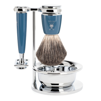 Muhle RYTMO 4 Pc. Shaving Set – Pure Badger / Closed Comb / High-Grade Resin, Petrol Blue